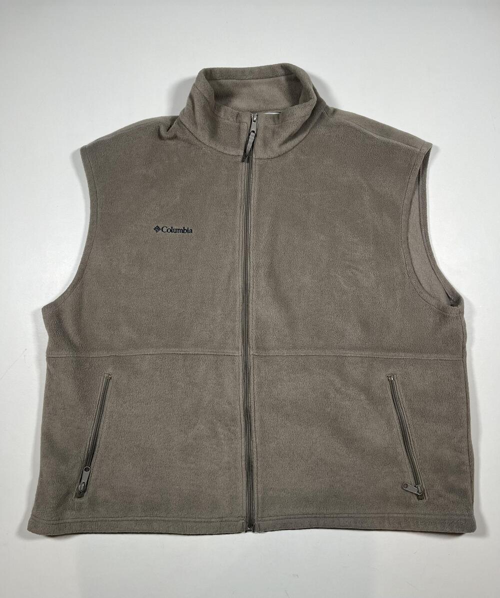 Columbia Fleece Vest Mens 3XL Brown Full Zip Sleeveless Outdoor Pockets Hiking